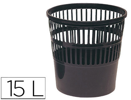 PAPELERA PLASTICO Q-CONNECT 15 LITROS COLOR NEGRO 285X290 MM