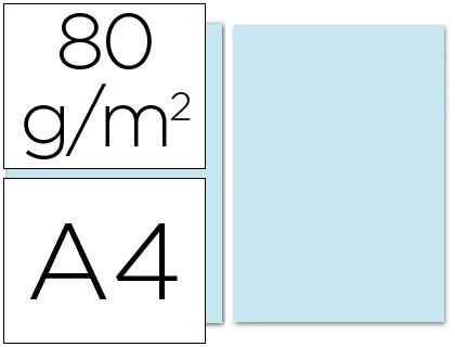 PAPEL COLOR LIDERPAPEL A4 80G/M2 CELESTE PAQUETE DE 100