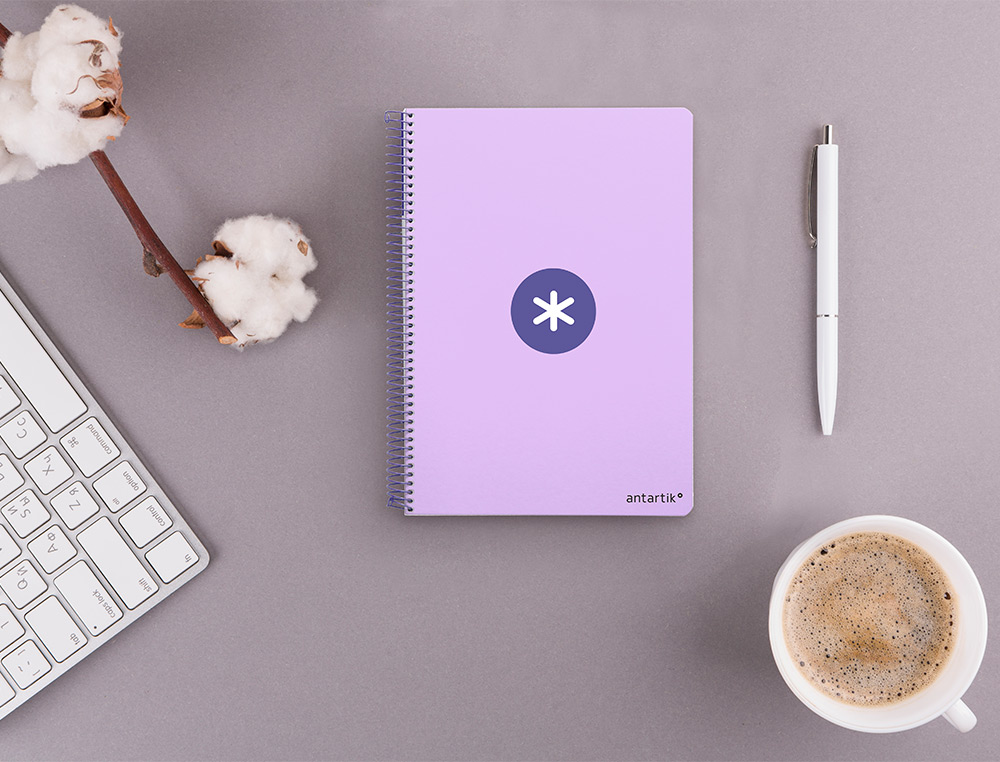CUADERNO ESPIRAL LIDERPAPEL A5 ANTARTIK TAPA DURA 80H 100 GR CUADRO 5MM COLOR LAVANDA