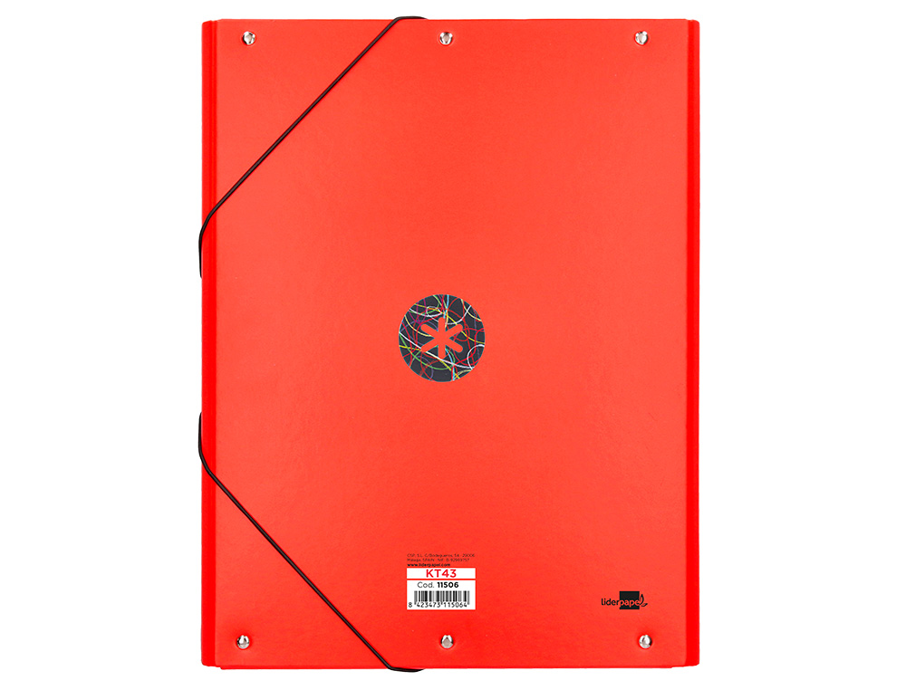 CARPETA LIDERPAPEL ANTARTIK GOMAS A4 3 SOLAPAS CARTON FORRADO TRENDING COLOR ROJO
