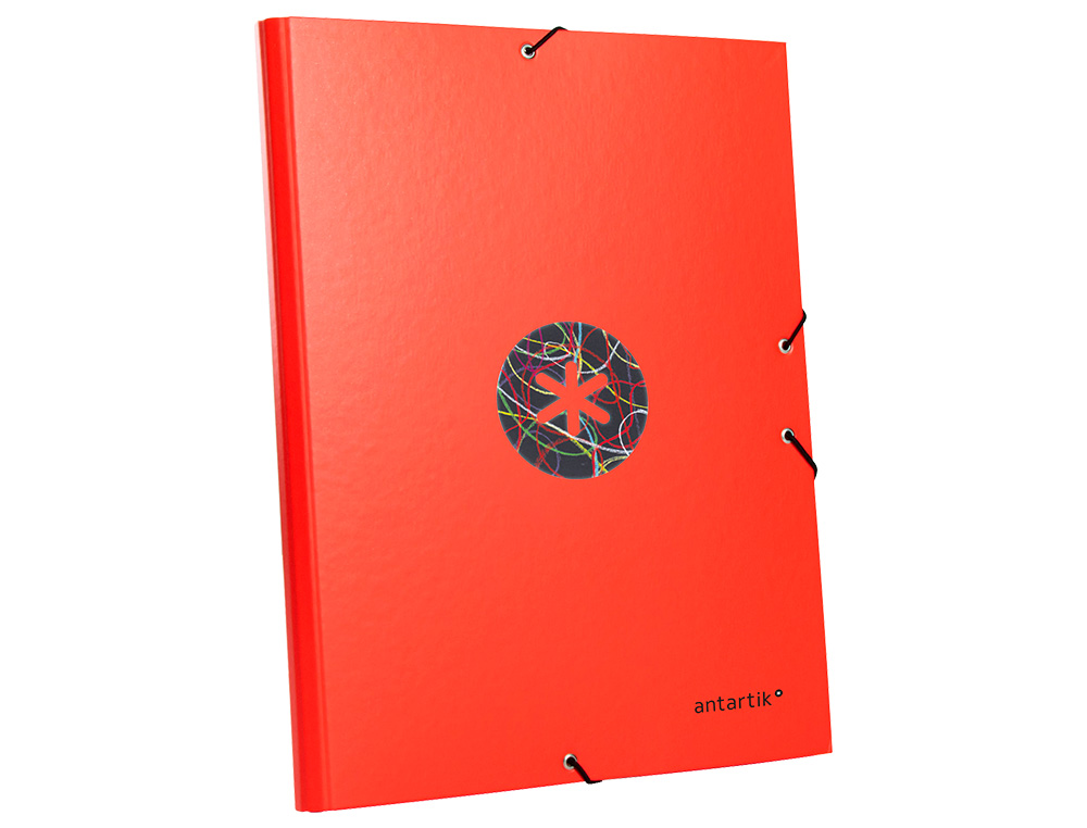 CARPETA LIDERPAPEL ANTARTIK GOMAS A4 3 SOLAPAS CARTON FORRADO TRENDING COLOR ROJO