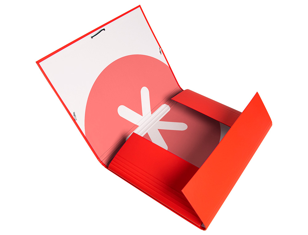 CARPETA LIDERPAPEL ANTARTIK GOMAS A4 3 SOLAPAS CARTON FORRADO TRENDING COLOR ROJO