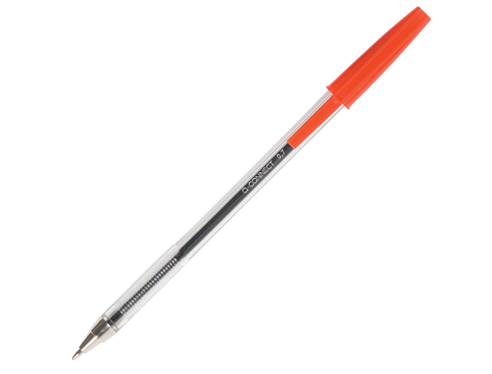 BOLIGRAFO TRANSPARENTE Q-CONNECT ROJO MEDIO KF26041