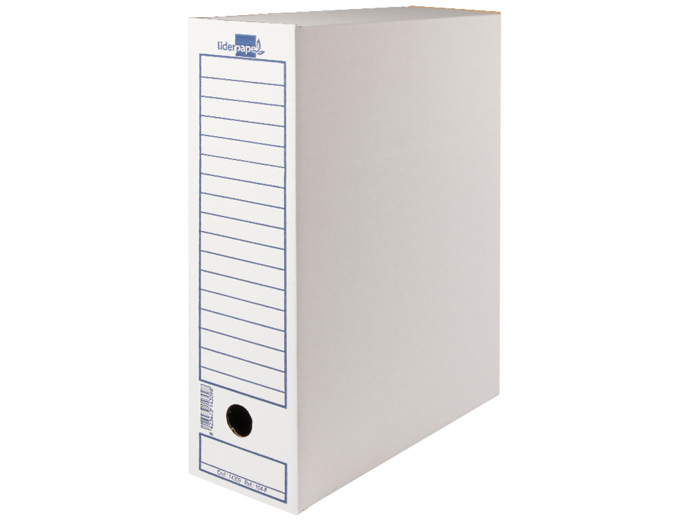 CAJA ARCHIVO DEFINITIVO LIDERPAPEL ECOUSE CARTON 100% RECICLADO 104 FOLIO 365X251X100MM 325G/M2