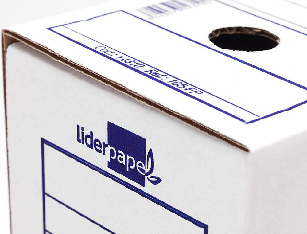 CAJA ARCHIVO DEFINITIVO LIDERPAPEL ECOUSE CARTON 100% RECICLADO 104 FOLIO 365X251X100MM 325G/M2