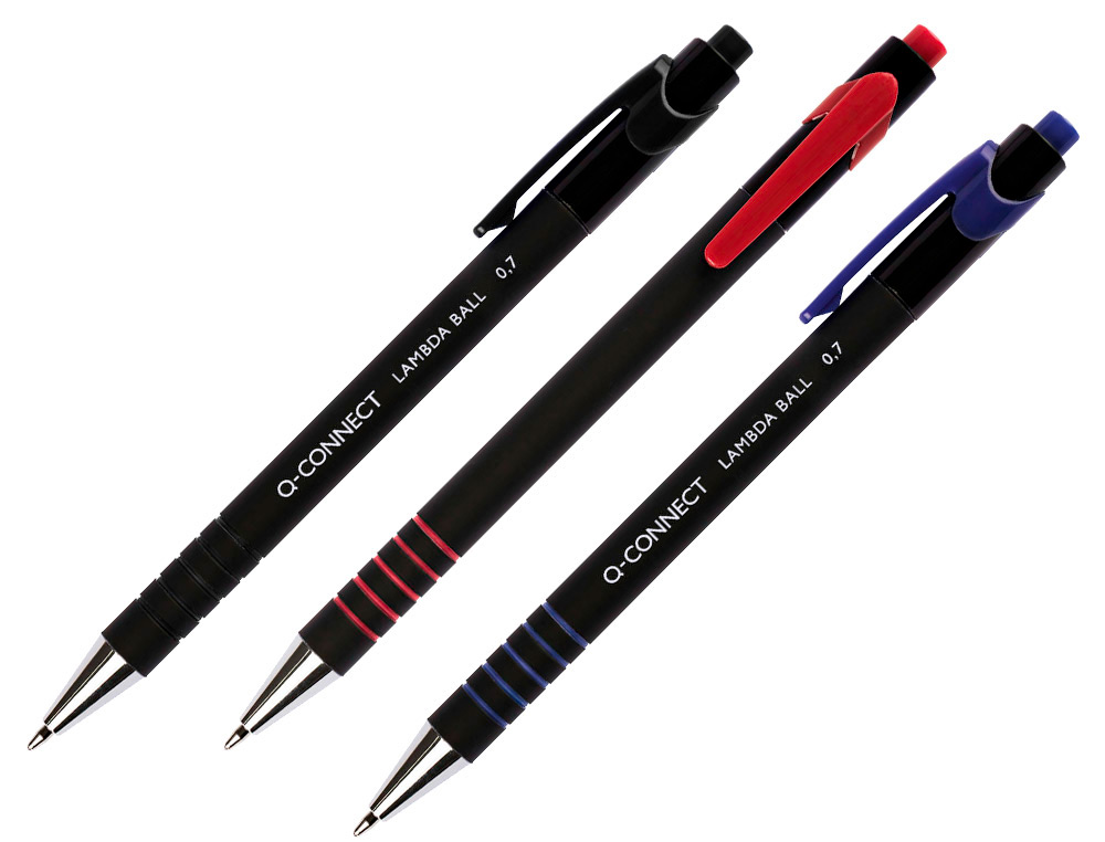 BOLIGRAFO Q-CONNECT RETRACTIL CON GRIP 0,7 MM COLOR NEGRO