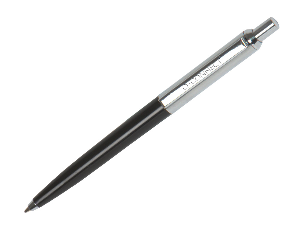 BOLIGRAFO Q-CONNECT PREMIUM METALICO RETRACTIL CON CLIP COLOR NEGRO PUNTA 1 MM