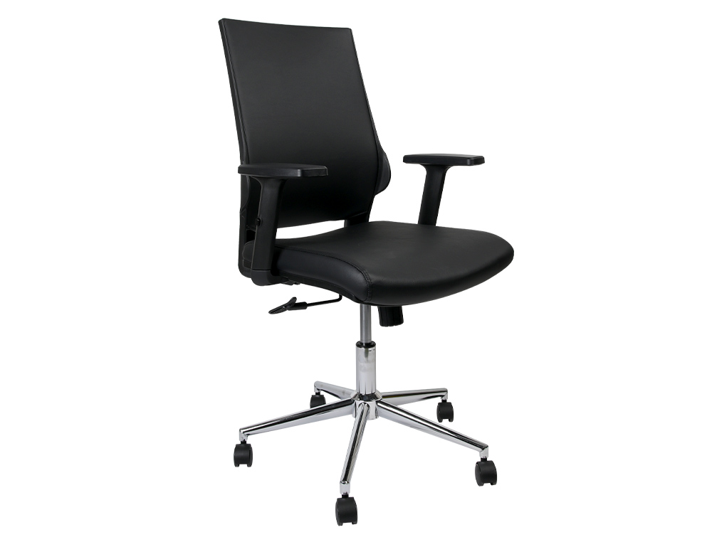 SILLA GIRATORIA Q-CONNECT RESPALDO MEDIO DE SIMILPIEL REGULABLE EN ALTURA 980+100X630X625 MM COLOR