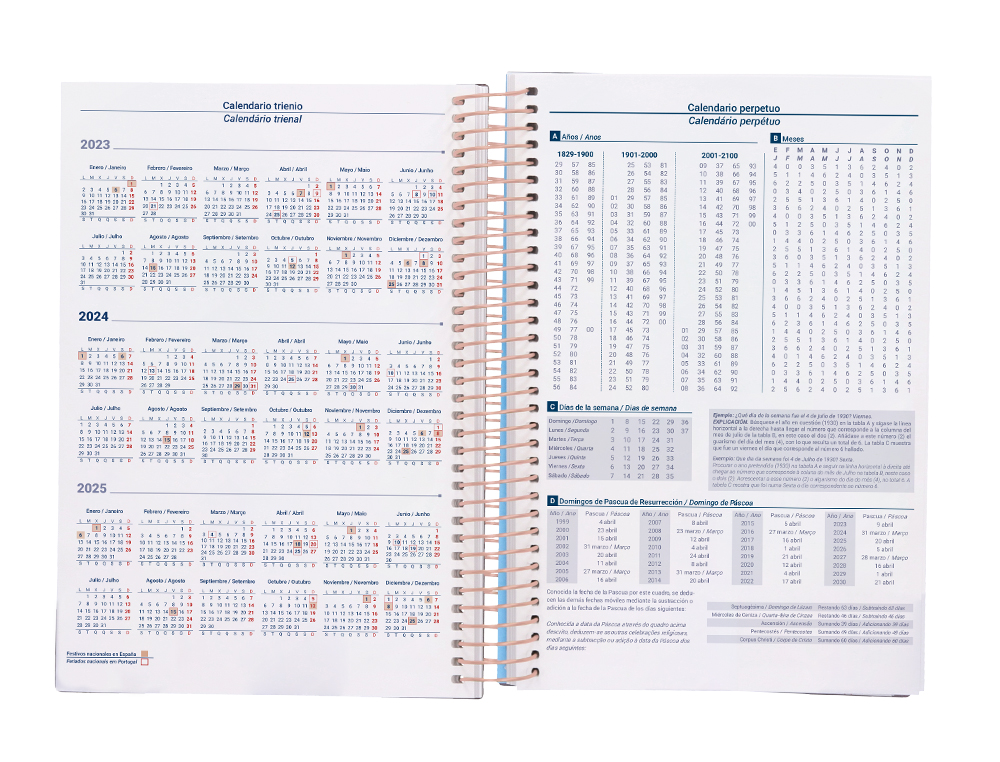 AGENDA ESPIRAL LIDERPAPEL GAZI A4 2024 DIA PAGINA PORTADA POLIPROPILENO PAPEL 70 GR NEW YORK