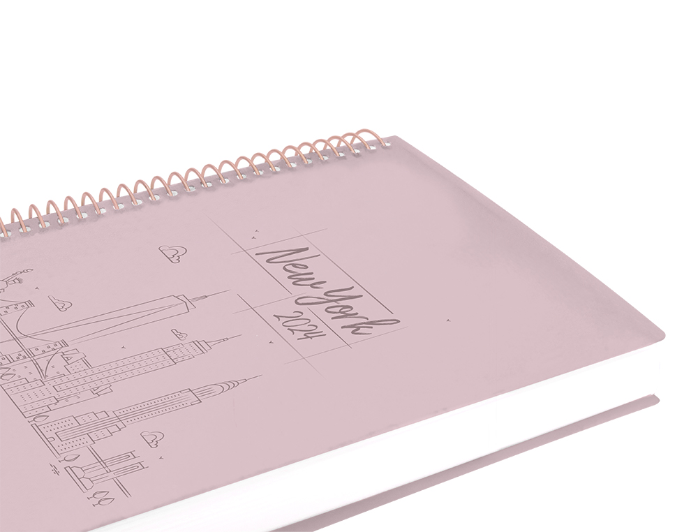 AGENDA ESPIRAL LIDERPAPEL GAZI A4 2024 DIA PAGINA PORTADA POLIPROPILENO PAPEL 70 GR NEW YORK