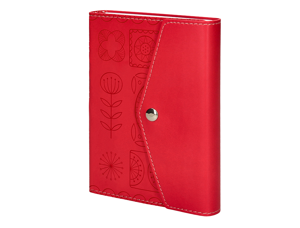 AGENDA ENCUADERNADA LIDERPAPEL THERASIA MINI 2024 DIA PAGINA COLOR ROJO PAPEL 70 GR