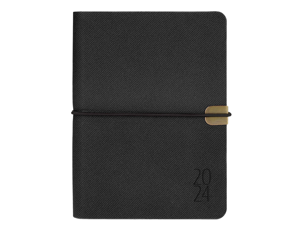 AGENDA ENCUADERNADA LIDERPAPEL EGINA A5 2024 DIA PAGINA COLOR NEGRO PAPEL 70 GR