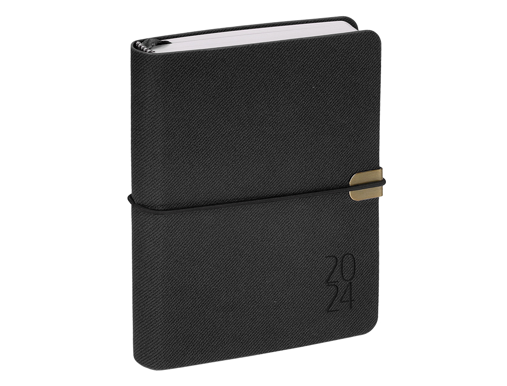 AGENDA ENCUADERNADA LIDERPAPEL EGINA A5 2024 DIA PAGINA COLOR NEGRO PAPEL 70 GR