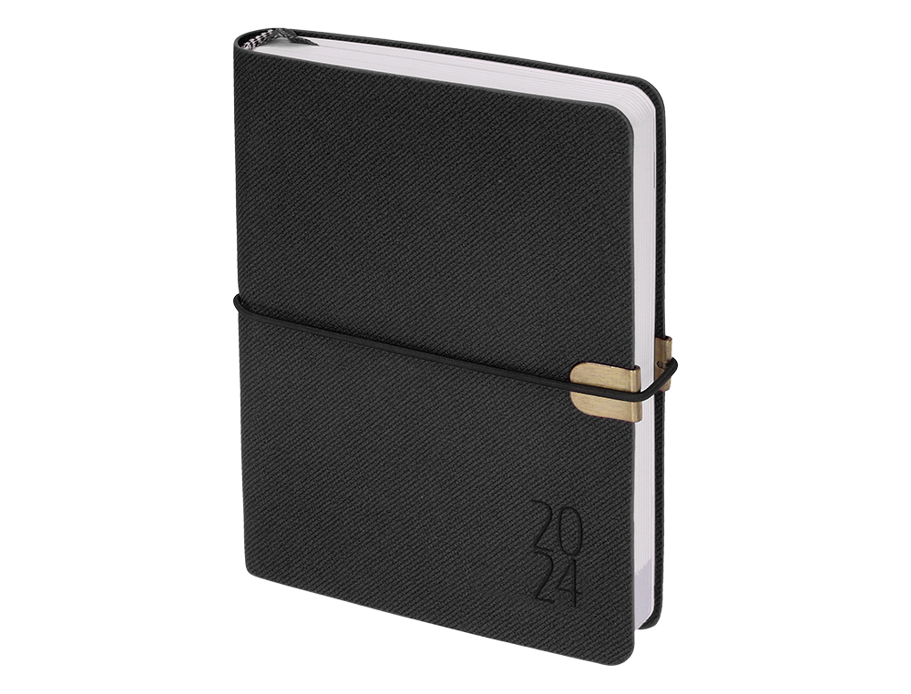 AGENDA ENCUADERNADA LIDERPAPEL EGINA A5 2024 DIA PAGINA COLOR NEGRO PAPEL 70 GR