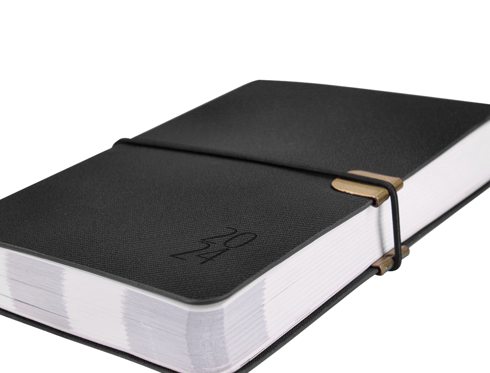AGENDA ENCUADERNADA LIDERPAPEL EGINA A5 2024 DIA PAGINA COLOR NEGRO PAPEL 70 GR