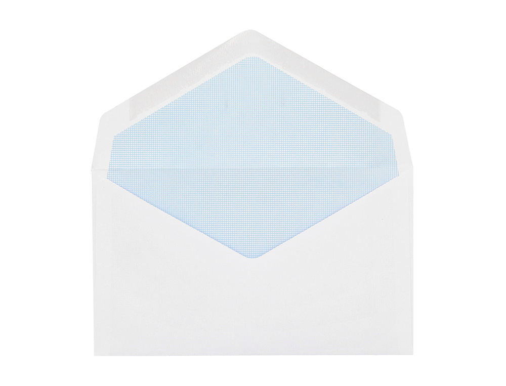 SOBRE LIDERPAPEL BLANCO CON FONDO 95X162 MM ENGOMADO SOLAPA DE PICO PAQUETE DE 25 UNIDADES