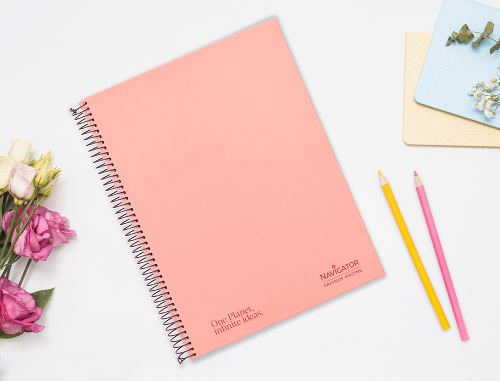 CUADERNO ESPIRAL NAVIGATOR A4 TAPA DURA 80H 80GR HORIZONTAL CON MARGEN CORAL
