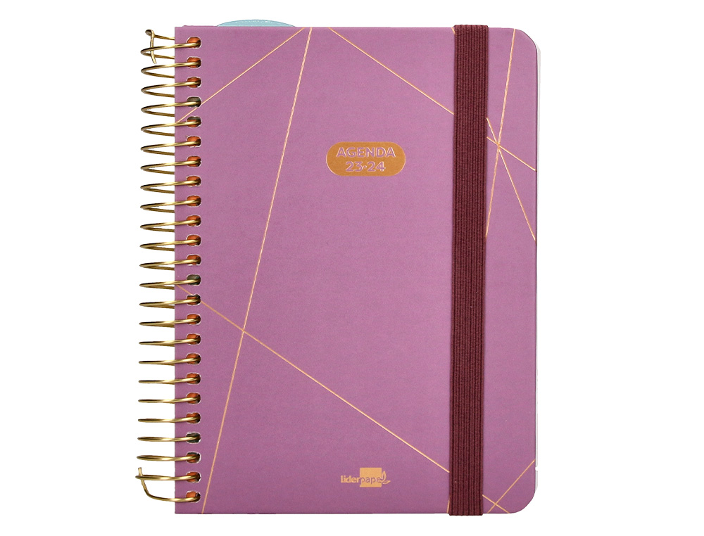 AGENDA ESCOLAR LIDERPAPEL CURSO 23-24 COLLEGE CLASSIC LINES MINI BILINGUE DIA PAGINA CARTON FORRADO ESPIRAL