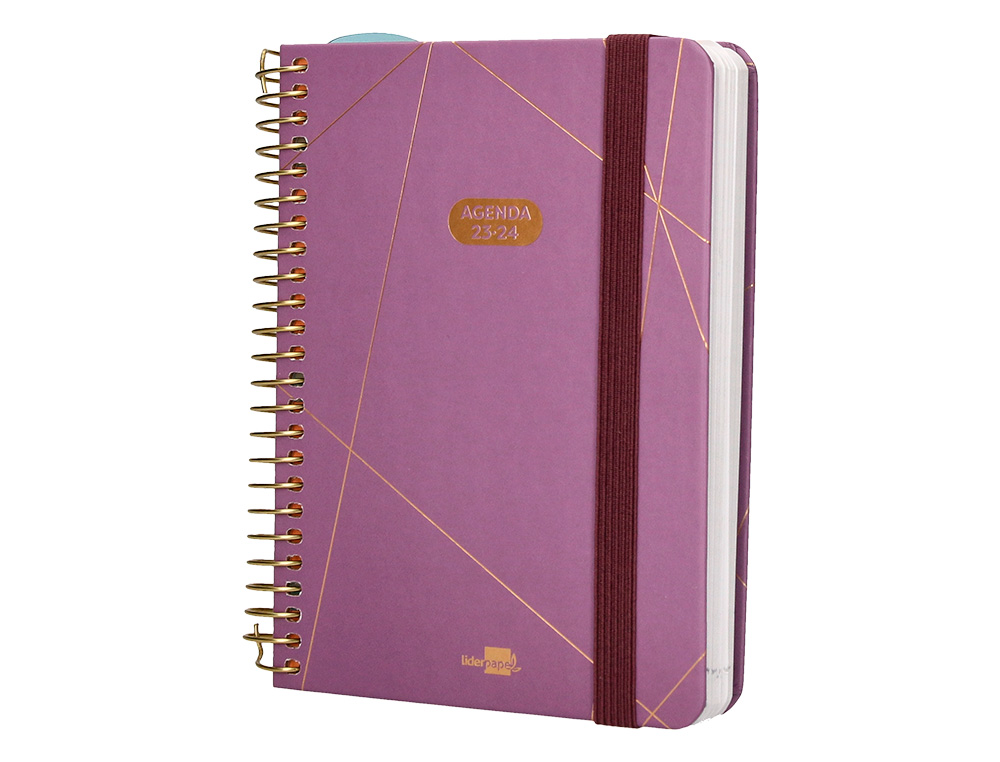 AGENDA ESCOLAR LIDERPAPEL CURSO 23-24 COLLEGE CLASSIC LINES MINI BILINGUE DIA PAGINA CARTON FORRADO ESPIRAL