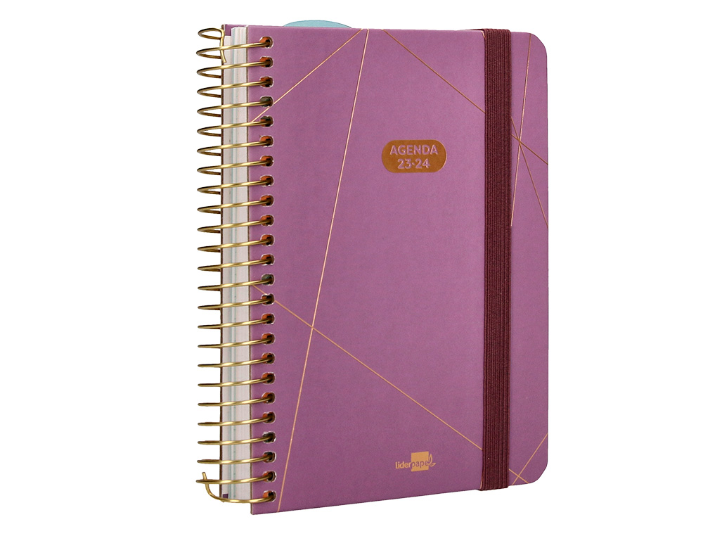 AGENDA ESCOLAR LIDERPAPEL CURSO 23-24 COLLEGE CLASSIC LINES MINI BILINGUE DIA PAGINA CARTON FORRADO ESPIRAL