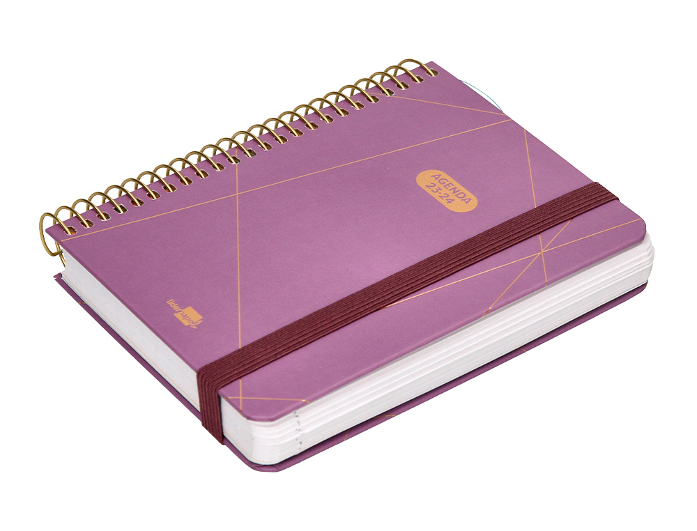 AGENDA ESCOLAR LIDERPAPEL CURSO 23-24 COLLEGE CLASSIC LINES MINI BILINGUE DIA PAGINA CARTON FORRADO ESPIRAL