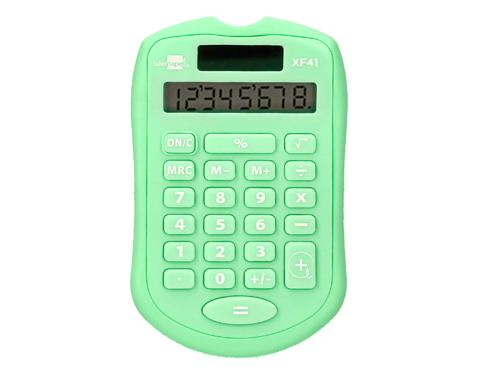 CALCULADORA LIDERPAPEL BOLSILLO XF42 8 DIGITOS SOLAR Y PILAS COLOR VERDE 94X59,5X10,5MM