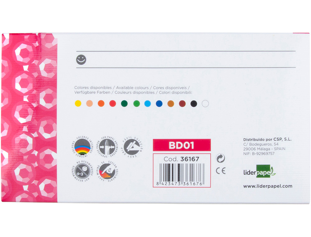 LAPICES CERA SEMI BLANDA LIDER PAPEL CAJA DE 12 UNIDADES COLORES SURTIDOS