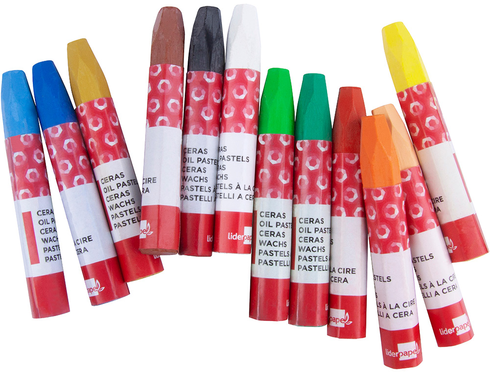 LAPICES CERA SEMI BLANDA LIDER PAPEL CAJA DE 12 UNIDADES COLORES SURTIDOS