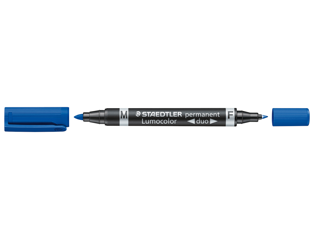 ROTULADOR STAEDTLER LUMOCOLOR PERMANENTE DUO 348 AZUL PUNTA F 0,6 MM PUNTA M 1,5 MM