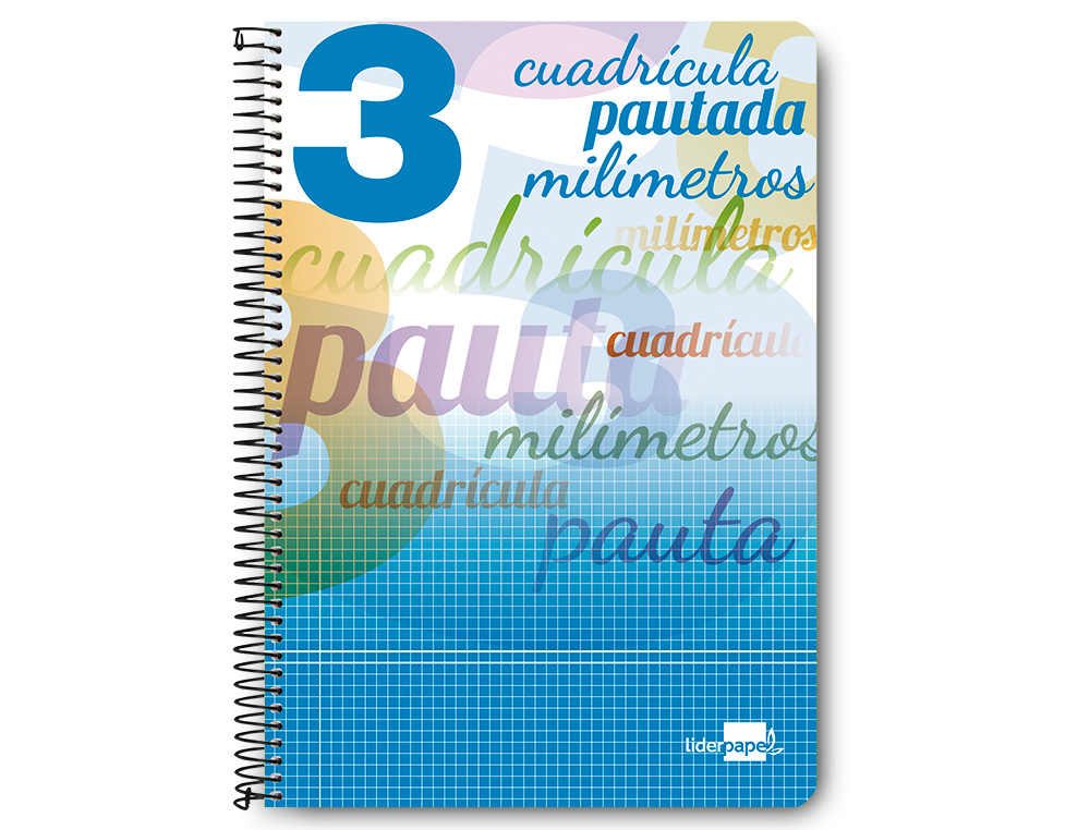 CUADERNO ESPIRAL LIDERPAPEL FOLIO PAUTAGUIA TAPA BLANDA 80H 75 GR CUADRO PAUTADO 3MM CON MARGEN COLORES SURTIDOS