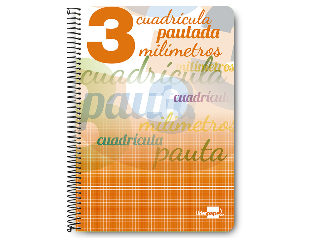 CUADERNO ESPIRAL LIDERPAPEL FOLIO PAUTAGUIA TAPA BLANDA 80H 75 GR CUADRO PAUTADO 3MM CON MARGEN COLORES SURTIDOS