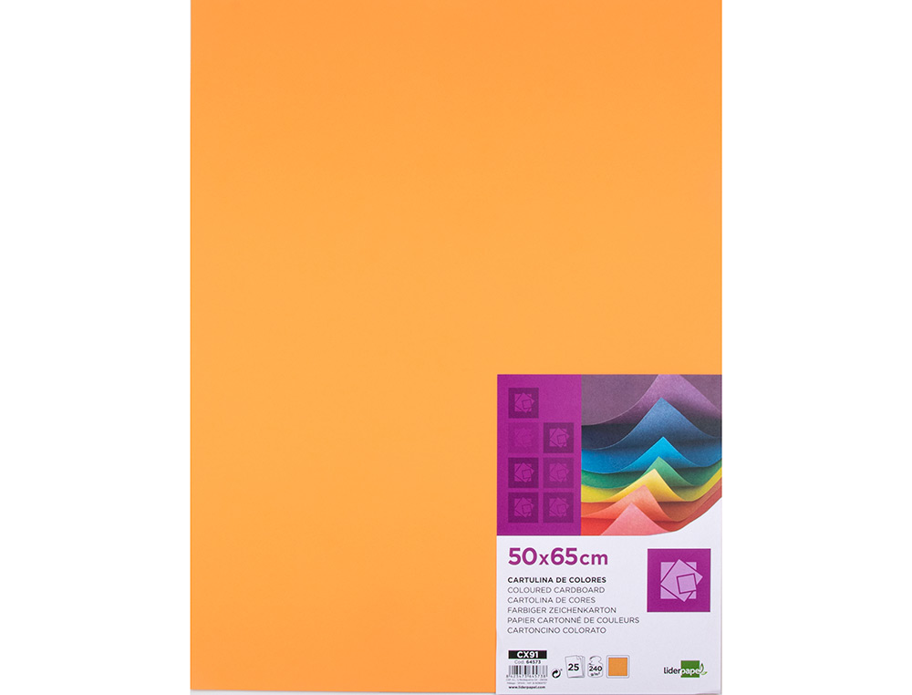 CARTULINA LIDERPAPEL 50X65 CM 240G/M2 NECTARINA PAQUETE DE 25 UNIDADES