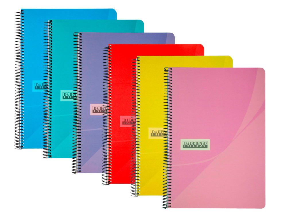 CUADERNO ESPIRAL PAPERCOP FOLIO TAPA PLASTICO 80H 90GR PAUTA 2,5 MM CON MARGEN COLORES SURTIDOS