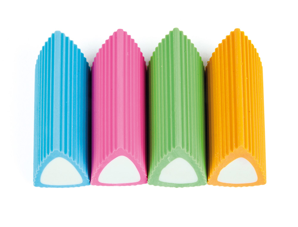 GOMA DE BORRAR LIDERPAPEL BICOLOR TRIANGULAR COLORES SURTIDOS