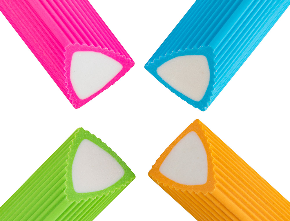 GOMA DE BORRAR LIDERPAPEL BICOLOR TRIANGULAR COLORES SURTIDOS