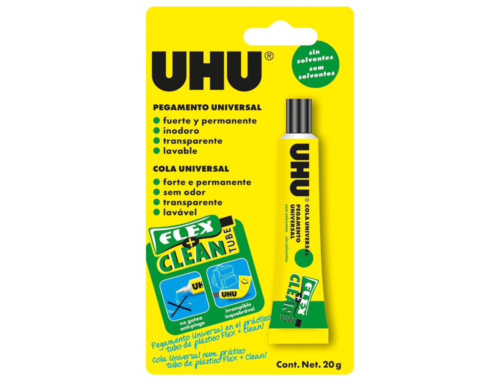 PEGAMENTO UHU UNIVERSAL FLEX+CLEAN SIN DISOLVENTE 20 GR UNIDAD