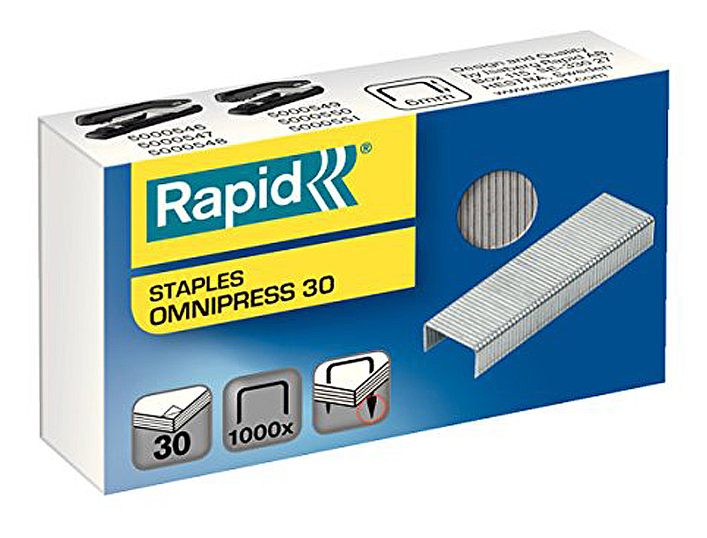 GRAPAS RAPID OMNIPRESS 30 GALVANIZADAS CAJA DE 1000 UNIDADES