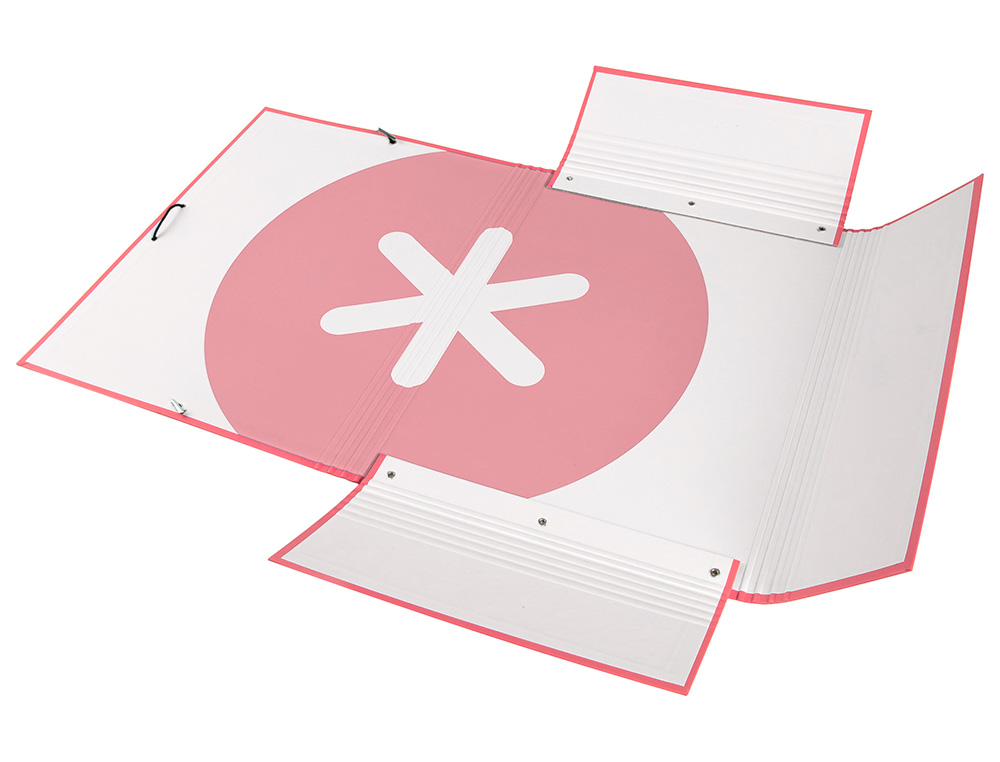 CARPETA LIDERPAPEL ANTARTIK GOMAS A4 3 SOLAPAS CARTON FORRADO COLOR CORAL