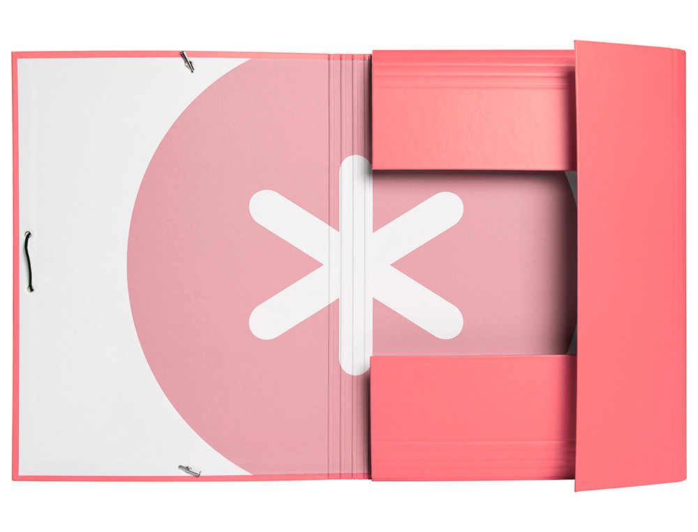CARPETA LIDERPAPEL ANTARTIK GOMAS A4 3 SOLAPAS CARTON FORRADO COLOR CORAL