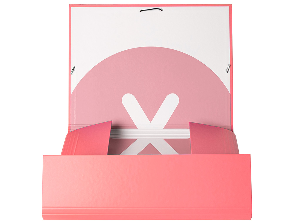 CARPETA LIDERPAPEL ANTARTIK GOMAS A4 3 SOLAPAS CARTON FORRADO COLOR CORAL