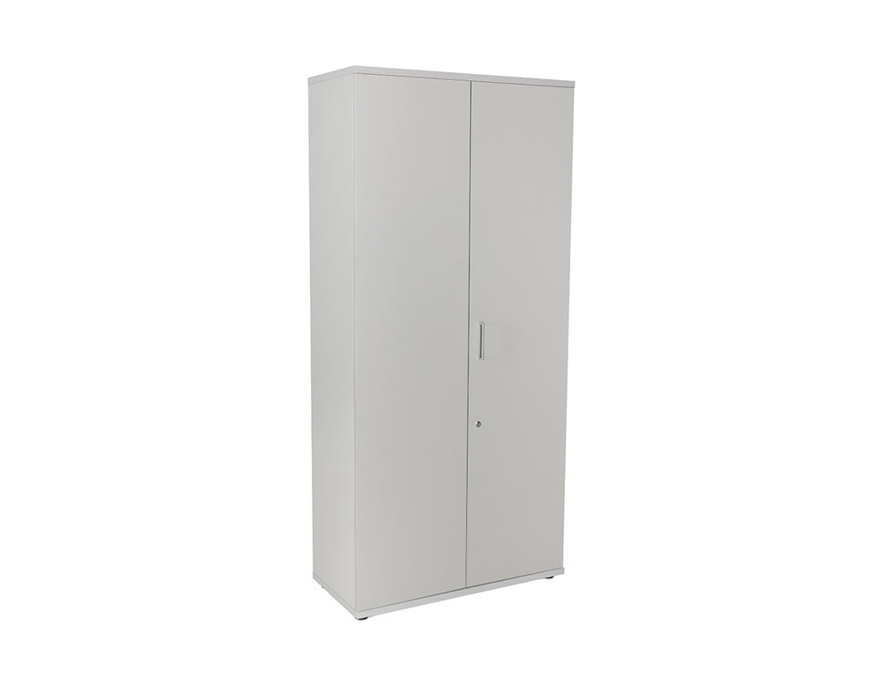 ARMARIO ROCADA CON CUATRO ESTANTES Y DOS PUERTAS SERIE STORE 195X90X45 CM ACABADO AB02 ALUMINIO/GRIS