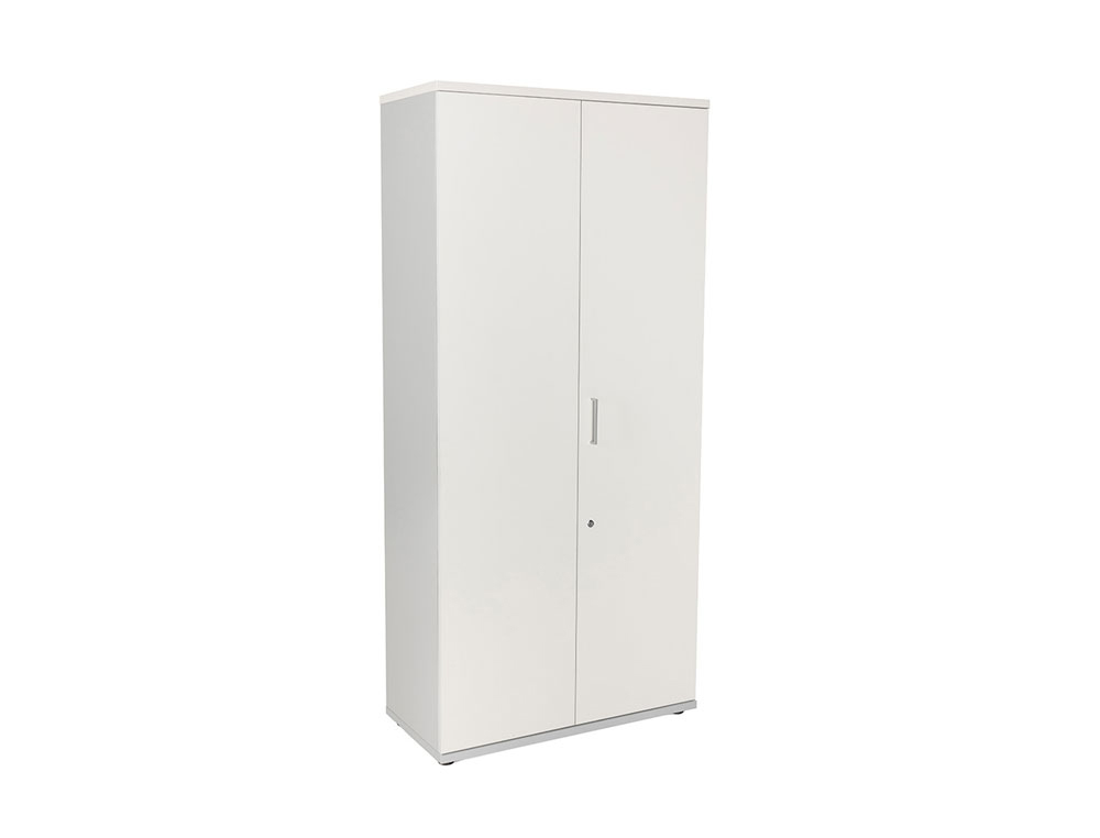 ARMARIO ROCADA CON CUATRO ESTANTES Y DOS PUERTAS SERIE STORE 195X90X45 CM ACABADO AB04 ALUMINIO/BLANCO