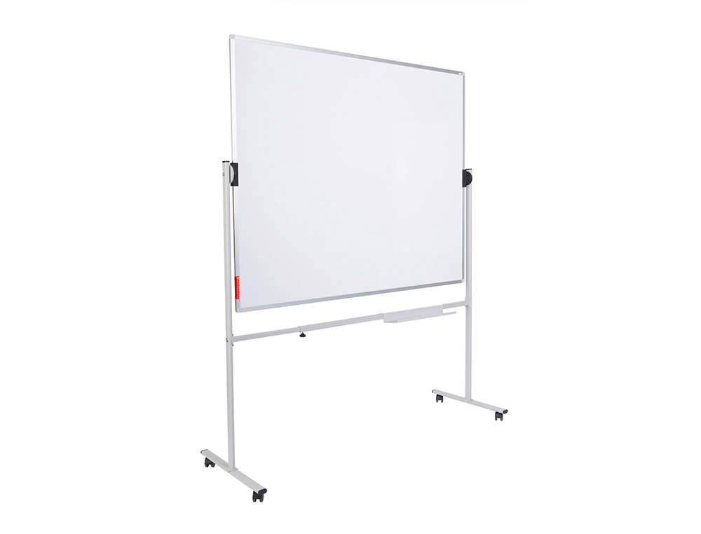 PIZARRA BLANCA ROCADA VOLTEABLE DOBLE CARA ACERO LACADO MAGNETICO CON BANDEJAS ACCESORIOS 150X120 CM