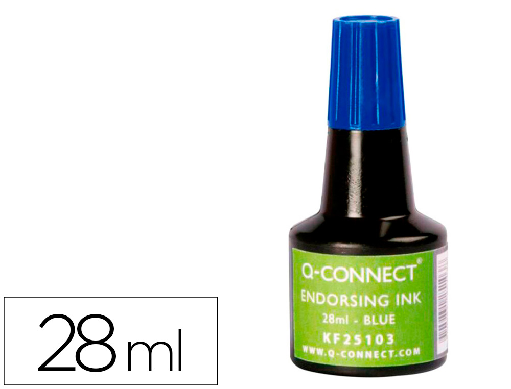 TINTA TAMPON Q-CONNECT AZUL FRASCO DE 28 ML