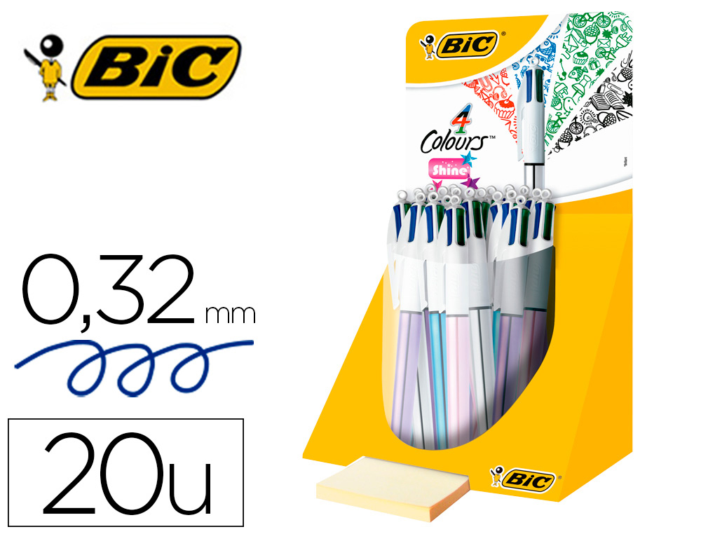 BOLIGRAFO BIC CUATRO COLORES SHINE COLORES METALIZADOS PUNTA DE 1 MM