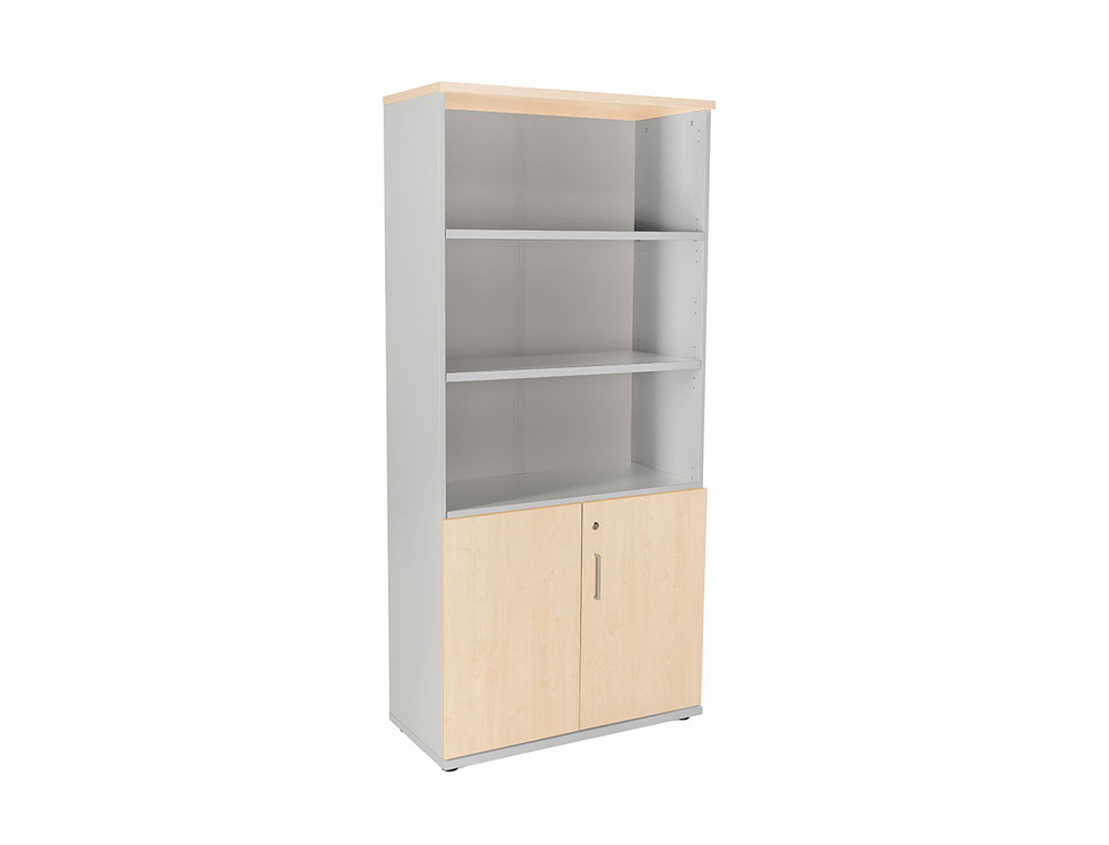 ARMARIO ROCADA CON CUATRO ESTANTE Y DOS PUERTAS INFERIORES SERIE STORE 195X90X45 CM ACABADO AB01