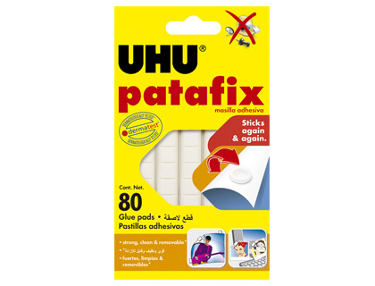 SUJETACOSA UHU PATAFIX MASILLA ADHESIVA REMOVIBLE BLISTER DE 80 UNIDADES